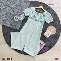 ราคา B18883 Jumpsuit จั้มสูทขายาวแขนพอง อกแต่งลายดอกไม้ ที่คาดผม Jumpsuit จั้มสูทขายาวแขนพอง อกแต่งโทรศัพท์ ที่คาดผม (20304120170)