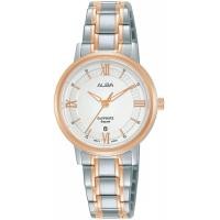 ราคา นาฬิกาข้อมือผู้หญิง ALBA Prestige รุ่น AH7V60X ขนาดตัวเรือน 30 มม หน้าปัดสีเงิน มีวันที่ Quartz 3 เข็ม ตัวเรือน และ สาย Stainless steel สีเงินและสีทองชมพู (12449822241)
