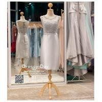 ราคา ชุดราตรีออกงาน ชุดราตรีสวยหรู ชุดราตรีสั้นหรู PFS039 GRY เทา เงิน (8839680056)