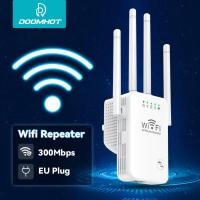 ราคา DoomHot ไร้สาย WiFi Repeater Range Extender 802 11N B G เราเตอร์เครือข่าย300Mbps Ultra Range Extender Repeater เครือข่ายอินเทอร์เน็ตได้เร็วขึ้นสำหรับ AP Router สัญญาณ Extender EU Plug (14588397741)