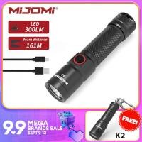 ราคา 1023ซื้อ1แถม1 K2ฟรี ไฟฉาย Mijomi A3ขนาดกะทัดรัดไฟฉายอุตสาหกรรมที่มีระยะลำแสง161เมตรไฟ LED Osram 18650 Type C ชาร์จไฟได้ง่ายควบคุม3โหมดโคมไฟไฟฉาย IPX4Waterproof (20721140021)