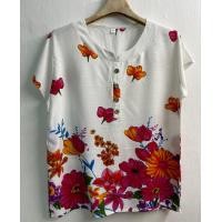 ราคา เสื้อลายดอกผ้าพริ้ว เสื้อผู้ใหญ่ เสื้อตอมกลมผ้าพริ้ว เสื้อลายดอกผ้าสปัน (7995676470)