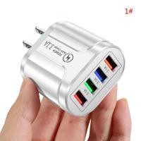 ราคา USB Charger Fast Charge Wall Charging Mobile 4 Ports EU US Plug Adapter Travel (16474688396)