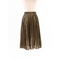 ราคา asas กระโปรงพลีทสีทอง เอวยืดได้มีซับใน ป้ายแบรนด์ระบุไซส์ UK10 Preloved (20663655534)