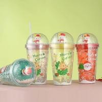 ราคา พร้อมส่งแล้ว แก้วน้ำ 2 ชั้นลายคริสต์มาส แก้วน้ำลายคริสต์มาส แก้วน้ำพลาสติก แก้วน้ำลายการ์ตูนซานตา โมเดลบนฝาแก้ว พร้อมหลอด ขนาด 450 ml (21075029111)