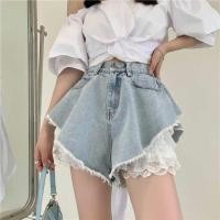 ราคา กางเกงยีนขาสั้น เอวสูง ทรงหลวม แต่งระบาย แต่งลูกไม้ แบบพิเศษ สําหรับผู้หญิง (19089135361)