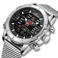 ราคา NAVIFORCE นาฬิกาข้อมือชาย NF9153Sนาฬิกาข้อมือลำลองมีไฟ Led ดิจิทัลสายเหล็กกันน้ำสำหรับผู้ชายเล่นกีฬา (14414431053)