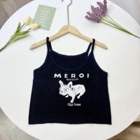 ราคา H H พร้อมส่ง เสื้อสายเดี่ยวไหมพรม สกรีนลายน้องหมา M5713 C (19246181225)