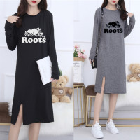 ราคา AVA DRESS เดรส Roots รูท เดรส ผู้หญิง เดรสเกาหลี แขนยาว ผ่าหน้า (1628800041)