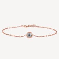 ราคา สร้อยข้อมือเงินสเตอร์ลิงเคลือบทองประดับเพชรแท้ รุ่น B010 ฝังเพชรมอยส์ซาไนต์ 0 5 กะรัต โรสโกลด์ ดีไซน์ซันอาย หรูหราและประณีต ดีไซน์เปิดกว้างเหมาะสำหรับทุกคน (21156049593)
