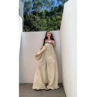 ราคา J011 จั๊มสูทเกาะอกขายาวสีเขียวเทา แต่งเข็มขัดช่วงอก (20803740446)