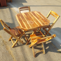 ราคา ชุดโต๊ะพับไซส์กลางโต๊ะพับกลางขนาดกว้าง 70x70cm สูง69cmพร้อมเก้าอี้พับมีพนักพิงหลัง 4ตัวขนาดความสูงจากพื้นถึงที่นั่ง42cm ทำจากไม้สักทอง (20331731508)