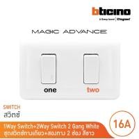 ราคา BTicino ชุดสวิตช์ทางเดียว สองทาง พร้อมฝาครอบ สีขาว รุ่นเมจิก One Way Switch 1Module White รุ่นMagic M9001 M9003 M903 12P BTicino (17366907183)