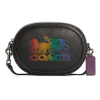 ราคา กระเป๋าสะพาย COACH แท้ รุ่นใหม่ หนังแท้นิ่มสวย ช่องซิป ใส่โทรศัพท์ได้ สายปรับความยาวได้ COACH C6803 Leather Camera Bag With Horse And Carriage Black (7498898349)