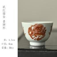 ราคา ถ้วยชาใบเล็กเซรามิกวินเทจสไตล์จีนมงคลปักลายสิงโตสีแดงสารส้มสีเขียวถ้วยจิบชาสำหรับเจ้าของถ้วยจิบชา50ml (20411710653)