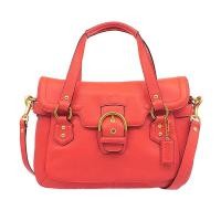 ราคา กระเป๋าถือ Coach แท้ หนังแท้ หนังนิ่ม ทรงสวย มีสายยาว ช่องเยอะ Coach 27231 Campbell Leather Flap Satchel Crossbody Orange (3251473)