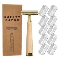 ราคา มีดโกนสองด้านปลอดภัยมีดโกนสำหรับผู้ชายมีดโกนหนวดสำหรับผู้หญิงด้ามจับไม้มีดโกนแบบใช้ซ้ำได้ (21170452562)