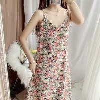 ราคา ชุดเดรสยาวคอวีสายเดี่ยว เดรสสไตล์เกาหลี ลายดอกเดซี่ (12792627188)