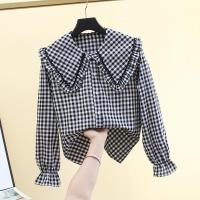 ราคา เสื้อเชิ้ตลายสก๊อตแนววินเทจสำหรับผู้หญิงเสื้อคอบัวใส่ด้านในสไตล์เกาหลีสำหรับนักเรียนแบบใหม่ฤดูใบไม้ผลิและฤดูใบไม้ร่วงเสื้อตัวในแขนยาวผ้าฝ้ายแท้ทรงหลวม (11257491000)