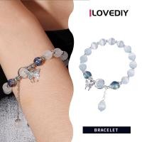 ราคา ILOVEDIY กำไลข้อมือเงิน S925สร้อยคอรูปผีเสื้อตาแมวกำไลข้อมือคริสตัลมูนสโตนสีน้ำเงินสีฟ้าหรูหรา (20888115403)