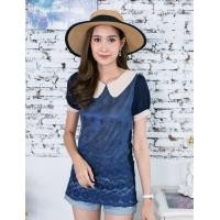 ราคา เสื้อคอบัว เสื้อชีฟอง เสื้อลำลอง รุ่น99 (4104390773)
