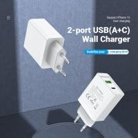 ราคา PD20W USB18W Vention 38W Fast Charging Adapter USB Type C Quick Charger PD 3 0 QC 4 0 Wall Charger สำหรับ Samsung Huawei Oppo Vivo Xiaom PD Quick Charging Adapter เครื่องชาร์จโทรศัพท์มือถือ (153110794