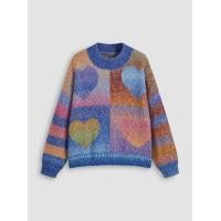 ราคา Cider Wool blend Round Neck Gradient Heart Patchy Knitted Top (21244918138)