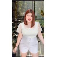 ราคา 691 Rเสื้อสาวอวบสาวพลัสไซส์ ผ้าซีทรูดอกไม้ รุ่นสม็อค อก38 48 (19908196882)