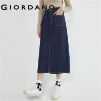 ราคา GIORDANO Women Skirts Mid Rise Split Front Long Denim Skirts Multi Pocket Quality Simple Fashion Casual Denim Skirts 13463662 (20922897097)