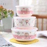 ราคา KIME พร้อมส่ง ชุดชามเซรามิค เซรามิค ชามเซรามิค พร้อมฝาปิด 3ใบ ชุด เข้าไมโครเวฟได้ ชาม ถ้วย (20541671984)