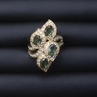 ราคา แหวนพลอยเขียวส่องจันทบุรี Green Sapphire ตัวเรือนเงินแท้92 5 ชุบทอง ประดับข้างด้วยเพชรCZ ไซส์นิ้ว 54 หรือ เบอร์ 7 USมีใบรับประกันสินค้าจากทางร้าน (9672890575)