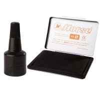 ราคา เซตสุดคุ้ม หมึกเติมแท่นประทับขนาด 28cc และ แท่นประทับเบอร์ 2 7 x 11 ซม ตราม้า 1ชุด (16540415474)