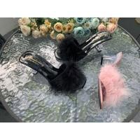 ราคา รองเท้าส้นแก้วสูง 2 5 นิ้ว คาดผ้าลูกฟูก แต่งขนฟรุ้งฟริ้งน่ารักๆ (15934357618)