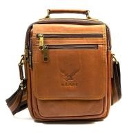 ราคา Chinatown Leatherกระเป๋าผู้ชาย สะพายข้าง หนังวัวแท้ หูจับ ซิปคู่ ฝาหน้า สีน้ำตาลแทน ขนาด ipad2 3 (19474194209)