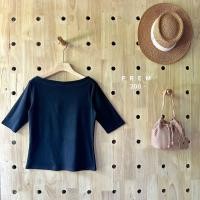 ราคา เสื้อยืดคอปาด แขนสามส่วน ยืดได้เย้อะ สีสวย (20779094432)