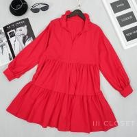 ราคา มินิเดรส สไตล์คุณแอน lll Freesize lll PE058 ชุดเดรส คอจีน แขนยาว แต่งระบายเป็นชั้นๆ ผ้าไหมอิตาลี (9095512998)