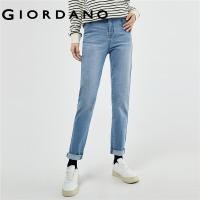 ราคา GIORDANO Women Jeans Moustache Effect Five Pocket Denim Pants Mid Rise Slim Comfort Simple Fashion Casual Denim Jeans 13413212 (20227911564)