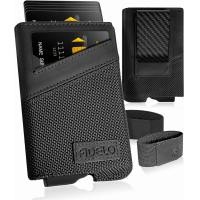 ราคา Fidelo Minimalist Wallet for Men Slim Credit Card Holder RFID Mens Wallets with 3K Carbon Fiber Money Clip Removable Black Leather Case Crazy Horse Leather Cordura Ballistic Nylon 3K Carbon Fiber Blac