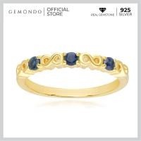 ราคา Gemondo แหวนเงินแท้ 925 Sterling Silver ประดับไพลิน Blue Sapphire ดีไซน์แหวนอินฟินิตี้ แหวนพลอยผู้หญิง (16342976769)