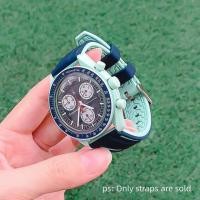 ราคา Original Gelang jam tangan silikon untuk Omega X Swatch bersama Moonswatch Speedmaster karet tali lepas cepat 20mm bumi Mars gelang hitam (20142683499)