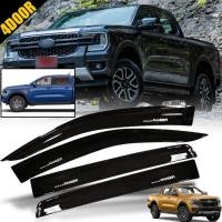 ราคา กันสาดประตู คิ้วกันสาด รุ่น ฟอร์ด เรนเจอร์ FORD RANGER ปี 2022 2023 สีดำเงา โลโก้ขาว RANGER 4 ประตู 4 ชิ้น (15599964959)