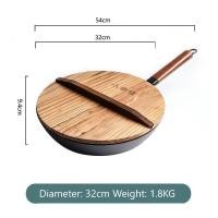 ราคา Wok Pan with Lid 32cm 34cm Carbon Steel Wok Nonstick Woks and Stir fry Pans No Chemical Coated Flat Bottom Chinese Wok for Induction Electric Gas Stove All Stoves (18219789238)