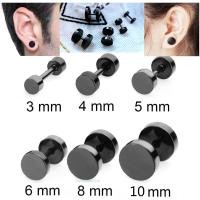 ราคา ต่างหู ตุ้มหู จิว ต่างหูผู้ชาย Black Gothic Barbell Earring Fashion Stainless Steel Round Plain Men Stud Earring Jewelry 8 Sizes 1 ข้าง (12627724963)