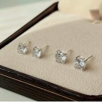 ราคา Suwann na shop ราคาต่อคู่ ต่างหู ต่างหูเงินแท้ ต่างหูเพชร ต่างหูเพชรกลม เพชรCZ (15033899126)