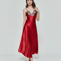 ราคา Kayotuas ผู้หญิง O versize ซาตินยาวชุดนอนผ้าไหมลูกไม้ชุดนอน sleepdress (1193794296)