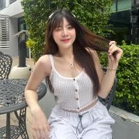 ราคา SpinnyHouse เสื้อสายเดี่ยว ผ้าไหมพรม กระดุมใช้งานได้จริง ทรงนี้คือแต่งแมตช์ลุคง่ายสุด คือได้หมด รุ่น ถักกระดุม (20590135109)