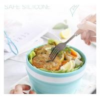 ราคา พับชามที่มีฝาปิดกล่องอาหารกลางวันพับได้เดินทางแบบพกพาซิลิโคนพับชาม (4051354139)