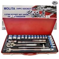 ราคา TOOLS ชุดเครื่องมือ ประแจ ชุดบล็อก 24 ชิ้น ขนาด 1 2 4หุน CR V แท้ (21175937735)