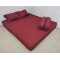 ราคา ผ้าปูที่นอนสีพื้นลายริ้วขนาด3 5 5 6ฟุต เฉพาะผ้าปู 1 ชิ้น (19380163644)