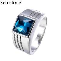 ราคา Kemstone แฟชั่นสูงขัดทองคำขาวชุบฝังสแควร์สร้างไพลินแหวนเย็นสำหรับผู้ชาย (556994155)